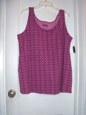 WOMENS BASIC EDITIONS STRETCH PURPLE TANK TOP SIZE 1X NWT - Image 1 of 4