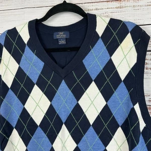 Herren Brooks Brothers 346 Supima Baumwolle Marine Weiß Argyle Strick Pullover Weste L - Bild 1 von 6