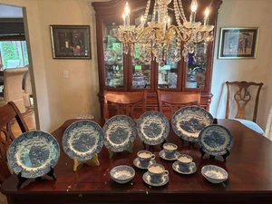 SALEM CHINA CO. OLDE STAFFORDSHIRE VILLAGGIO INGLESE BLU E BIANCO 20 PZ. SET #15 - Foto 1 di 20