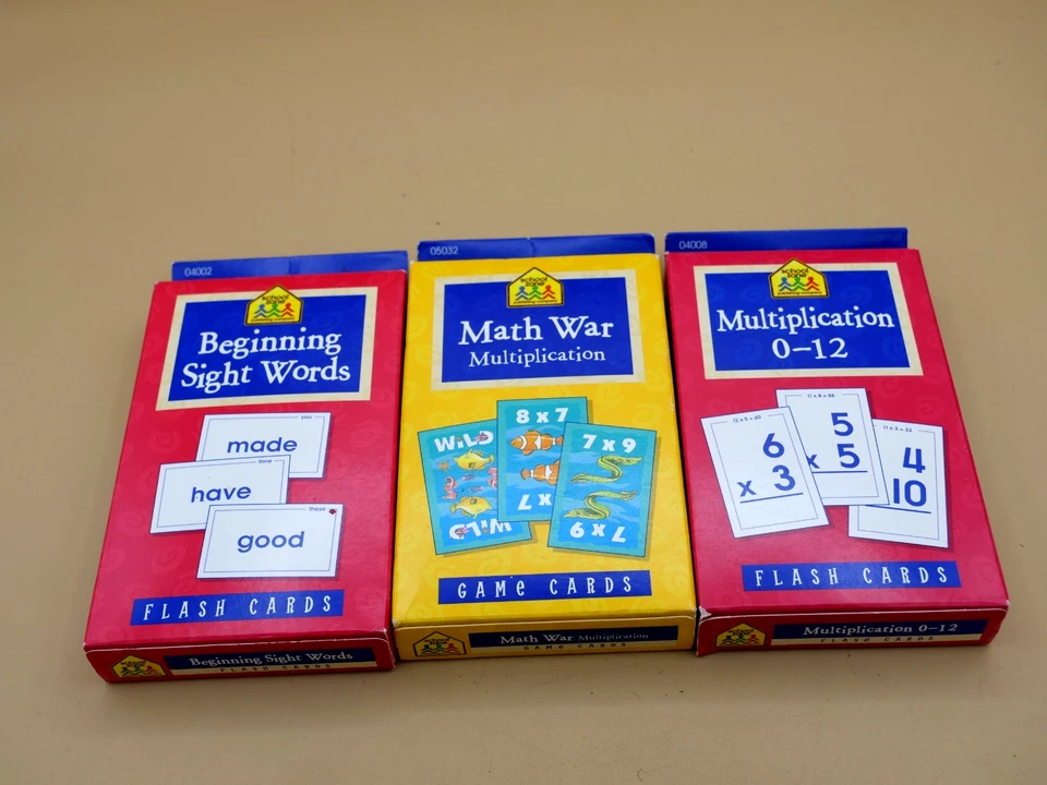 Лот из 3 школьной зоны флэш-карты начало вид слова математика войны и умножения - Изображение 1 из 4