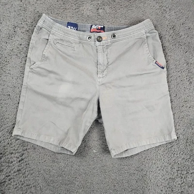 Shorts chino masculino Superdry Sun Scorch 31W cinza cordão cintura casual - Imagem 1 de 4