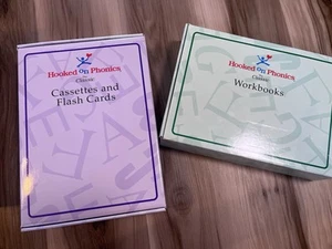 Hooked On Phonics Workbooks Vintage (Missing Book 1) With Cassettes Flash Cards - Picture 1 of 6