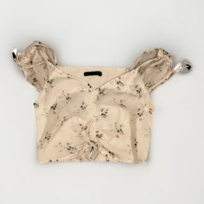 Blusa Abercrombie & Fitch Talla S Top Corbata Hombro Descubierto Corbata Chifón Floral Foto 1 de 4