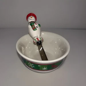 LONGABERGER Pottery Holiday Snowflake Dip Bowl and Bluster Cheese Spreader Set - Picture 1 of 9