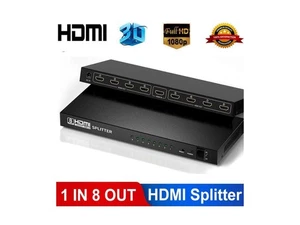 8 Port 1 In 8 Out 1x8 HDMI Splitter Audio Video 1080P Hub For HD HDTV 4K 3D DVD - Picture 1 of 20