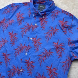 Bonobos Shirt Mens XL Blue Floral Button Down Short Sleeve Standard Fit Casual - Picture 1 of 8
