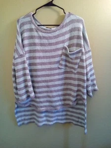 Maglione donna L Moraitis Chic pullover maglione a righe blu grigio Lagging Lounge Casu - Foto 1 di 4