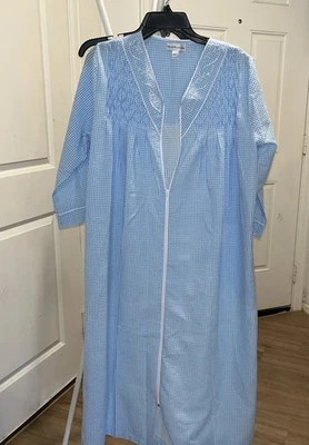 Camisón Miss Elaine Colecciones Azul Estampado Rayas Cálido Acogedor Modesto Talla M Foto 1 de 4