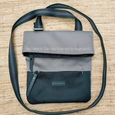 Sherpani Grey Black Pica Crossbody Bag Fold Over Ajustable Travel Shoulder Purse - Image 1 of 4