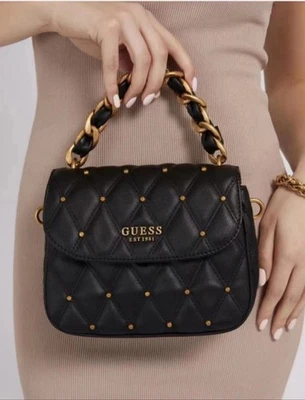 GUESS -*Gue/ss Womens Fashion PU Leather Chain Shoulder CrossbodyBag Large Handbag