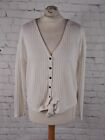 Womens Cardigan Size Medium White Knot Front Long Sleeve H&M (T3)