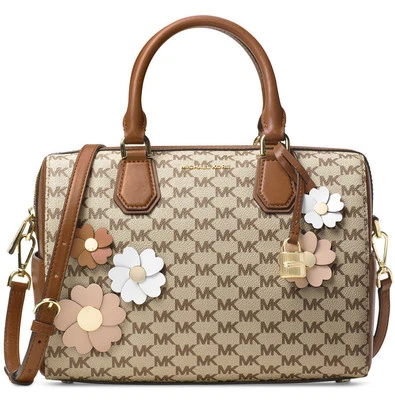 Bolso de Lona Michael Kors Flora Appliqué Mercer Mediano Equipaje Natural 18K GP NUEVO CON ETIQUETAS Foto 1 de 3