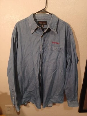 Harvard Mens XL Denim Long Sleeve Button Embroidered  - Image 1 of 4