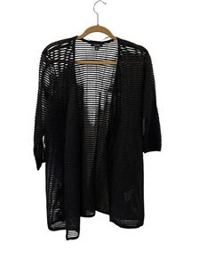 Alfani sheer stripe long open front cardigan Black Size XL EUC - Picture 1 of 7