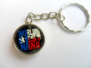 Unusual Glass Dome WORLDS BEST NANA Keyring - Picture 1 of 2