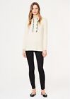 TORY BURCH EMILY CASHMERE SWEATER RUFFLE PEARL BUTTONS IVORY L-XL NEW $350