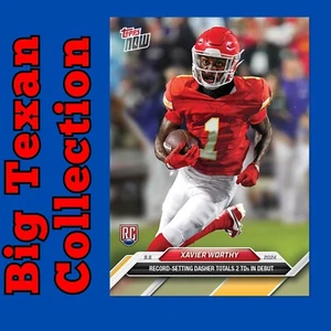 2024 Topps Now Football Xavier Worthy #1 Kansas City Chiefs 2 TD Debut - Picture 1 of 3