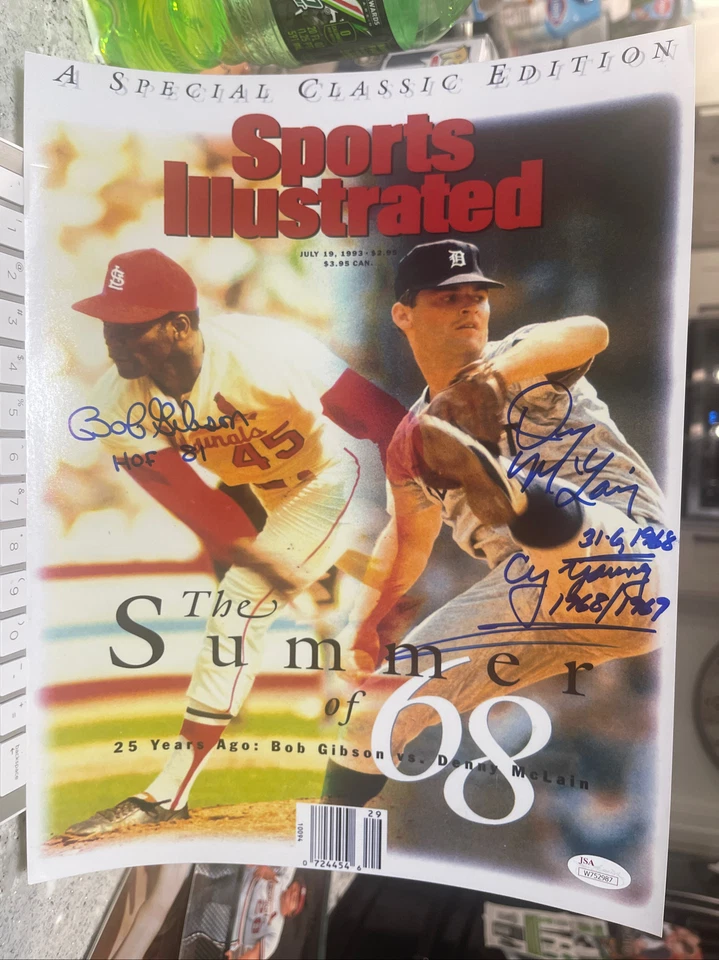 RARE Signed Bob Gibson and Denny McLain Sports Illustrated 11x14 JSA Cardinals - Image 1 of 1