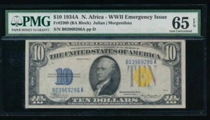 AC $10 1934A North Africa PMG 65 EPQ GEM Fr 2309 - Picture 1 of 2