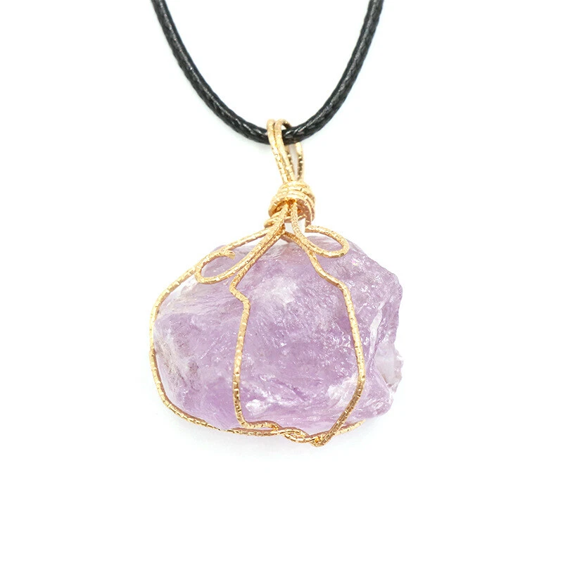 Collar colgante de cristal de cuarzo natural crudo áspero amatista 10 piezas curación de charka Foto 1 de 1