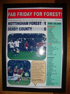 Nottingham Forest 1 Derby County 0 - 2015 - impresión enmarcada - Imagen 1 de 2