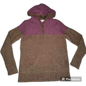 Gander Mtn Guide Series 1/4 Zip Hooded Wool Blend Sweater Purple Large Outdoor  - Picture 1 of 8