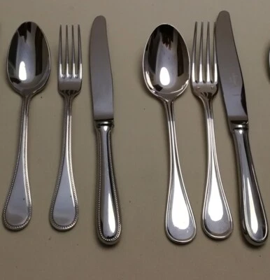 Kit posate 6 pezzi marca Christofle inox modelli Albi e Perles - Immagine 1 di 3