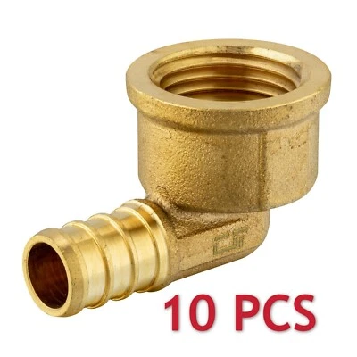 EFIELD 10 PCS 1/2" PEX x 1/2" Female NPT Elbow Brass Crimp Fittings-LEAD-FREE - Image 1 of 3