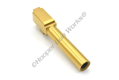 HOOPER GUN WORKS HGW Barrel for Glock 19 9mm High Polish Gold Titanium Nitride TiN - Flush Cut