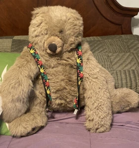Black Background Marijuana Suspender for Adult Men Women. Bear Not Included - Picture 1 of 4