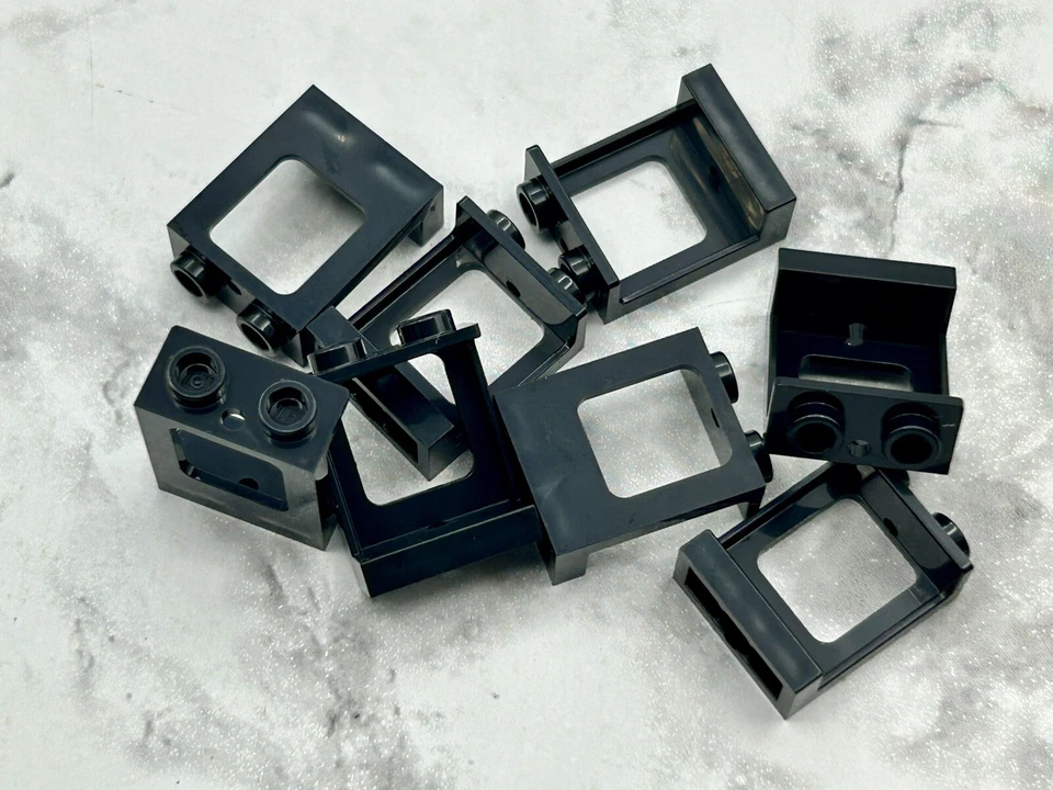 Lego Parts (8) ~ Black Window 1 x 2 x 2 Plane, Single Hole For Glass ~ No 60032 - Image 1 of 1