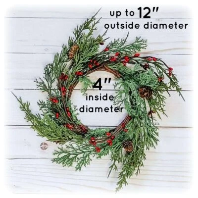 Anillo de vela de corona de cedro artificial de aspecto realista mini acento de corona para estadísticas Foto 1 de 4