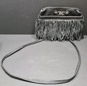 Vintage Harley Davidson H-D Echtleder Fransen Handtasche schwarz Schultertasche RAR - Bild 1 von 9