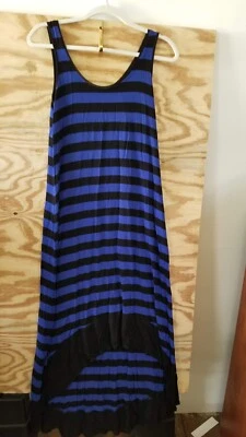 Vestido largo para mujer Kensie XS negro azul a rayas cuello redondo sin mangas Foto 1 de 4