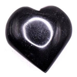 46mm Black Onyx Puffy Heart Polished Chalcedony Crystal Mineral Stone Peru (1PC) - Picture 1 of 8