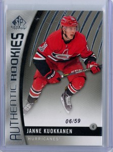 Janne Kuokkanen 2017-18 Upper Deck SP Game Used Authentic True Rookie RC 92 /59