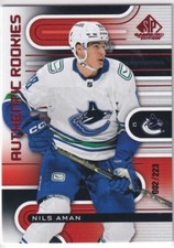2022-23 UD SP GAME USED AUTHENTIC ROOKIES RED #208 CANUCKS NILS AMAN /223
