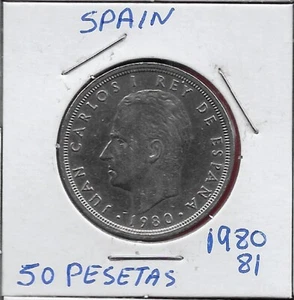 SPAIN 50 PESETAS 1980-81 1 YEAR TYPE,WORLD CUP SOCCER GAMES RULER:JUAN CARLOS I, - Picture 1 of 2