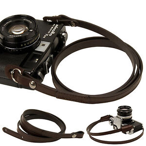 Dark brown whole leather Camera neck shoulder strap for Film SLR DSLR RF Leica