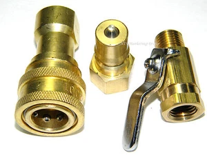 Carpet Cleaning M/F Brass Quick Disconnect, Mini Shut-Off Valve for Wands, Hoses - Picture 1 of 2
