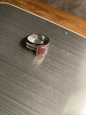 Lia Sophia Ring Sz 8 Silver Tone Pink Jelly Bean Fashion Jewelry Costume - Image 1 of 4