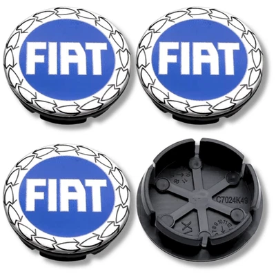 Pour Fiat Capuchon Central de Jante Moyeu Set 4 500 Ducato Panda Punto Bleu 50mm - Изображение 1 из 4