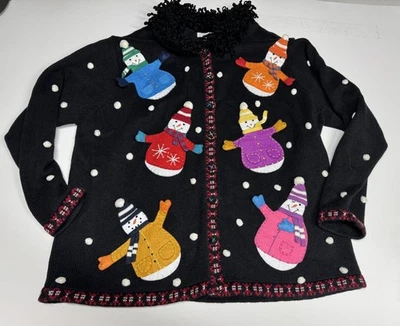 Vintage 90s Holiday Cardigan Women's Size18/20 Dress Barn Snowman Christmas - Image 1 of 4
