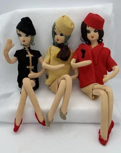 SELTENE Menge 3 Vintage 1960er handgefertigte 12" japanische große Augen bewegliche Teenager Puppen - Bild 1 von 23