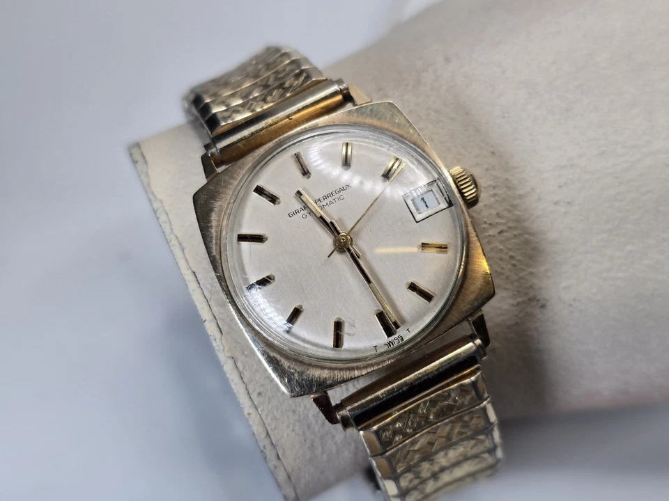 Relógio de pulso suíço Girard-Perregaux gyromatic tom dourado década de 1960 - Imagem 1 de 4