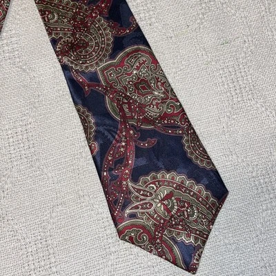 L’Atelier Mens Dress Tie Size 57” 3.75” Blue Paisley Silk Business Formal - Image 1 of 4