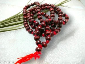 Raro Collar Rosario Rojo Sándalo Mala 108 + 1 Cuentas Hindú Japa Meditación Yoga - Imagen 1 de 6