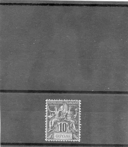 GUAYANA FRANCESA Sc 37 (YT 34)*F-VF HR 1892 10c NEGRO/LILA $30 - Imagen 1 de 1