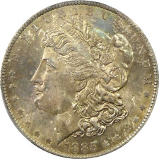 1885-O Morgan Silver Dollar - PCGS MS 64 - CAC - Nice OBV Toning