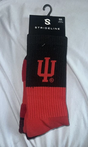 Indiana Hoosiers Red Black Logo Full Knit 3 Crew Socks Size M-L Cover